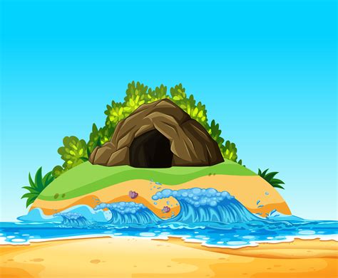 A Mystery Cave On Island 298833 Vector Art At Vecteezy