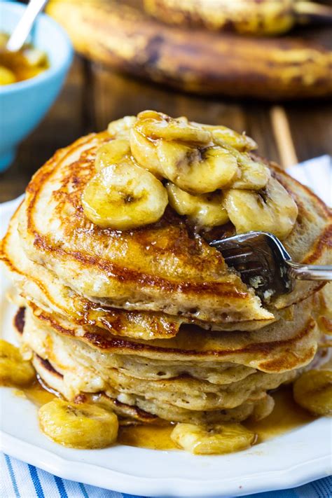 Banana Pancakes With Caramel Syrup Spicy Southern Kitchen