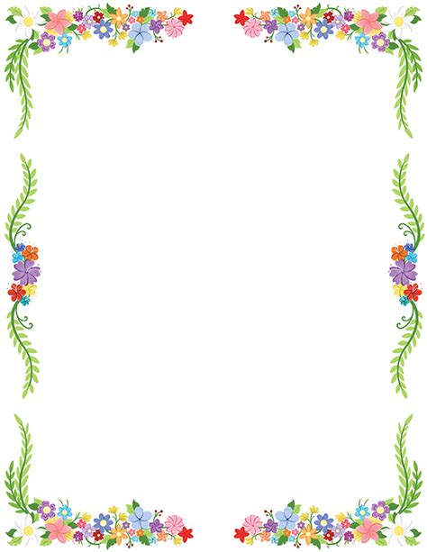 Printable Summer Floral Page Border