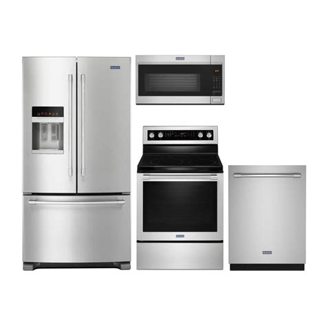 Shop Maytag French Door Refrigerator And Electric Range In Fingerprint