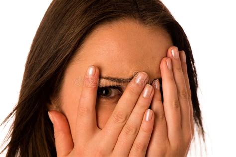 frightened woman preety girl gesturing fear stock image image of open face 45162761