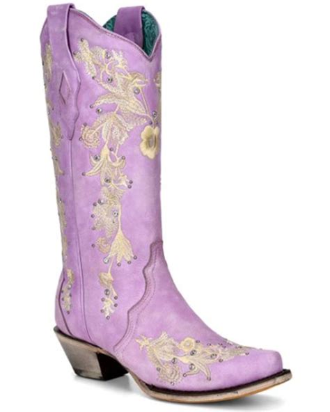 Corral Womens Embroidered Floral And Crystal Studded Tall Western Boots