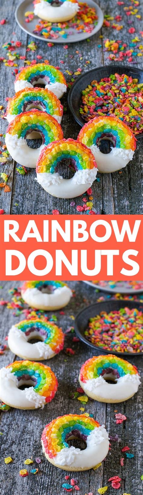 Rainbow Donuts These Fun Donuts Are Made Using Fruity Pebbles White