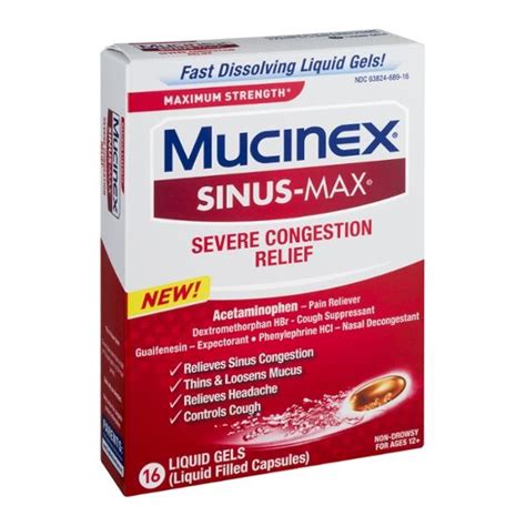 Mucinex Sinus Max Maximum Strength Severe Congestion Relief Liquid Gels