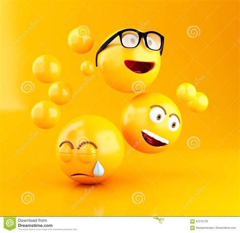 Iconos De 3d Emojis Con Expresiones Faciales Stock De Ilustración