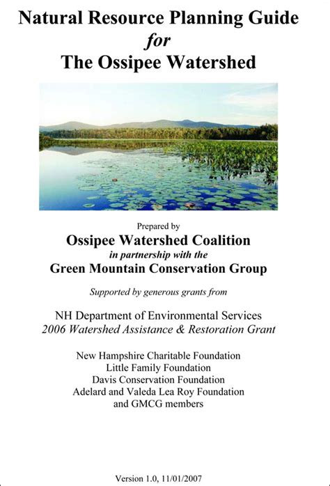 Ossipee Watershed Natural Resource Guide Green Mountain Conservation