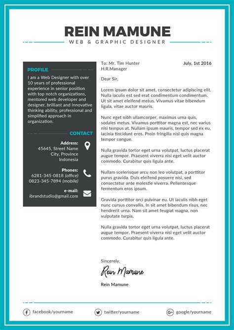 Free Perfect Resume Template Cover Letter And Portfolio