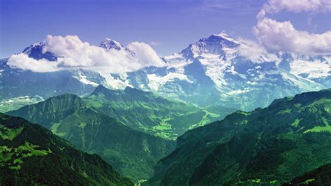 Download Wallpaper 1366x768 Swiss Alps Green Mountains Nature Tablet