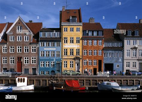 Denmark Copenhagen Colourful Houses In Christianshavn Stock Photo