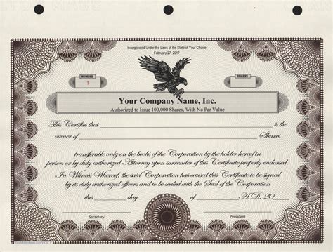 Corporate Stock Certificates Custom Stock Certificate Printing