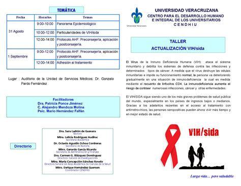 taller de actualización vih sida cendhiu dirección general del Área académica de ciencias de