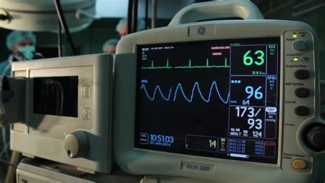 Ecg Monitor Patients Condition In Operating Roomclose Up Heartbeat On
