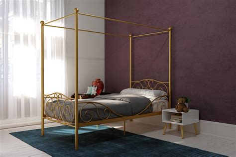 Dhp Canopy Metal Bed Twin Gold