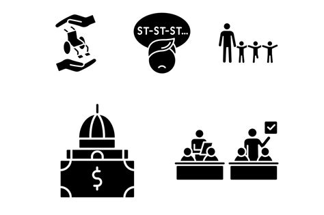 Inclusive Education Black Glyph Icon Set Graphic By Bsd Studio