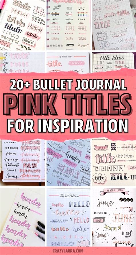 20 Best Pink Bullet Journal Headers For Inspiration In 2020 Crazy