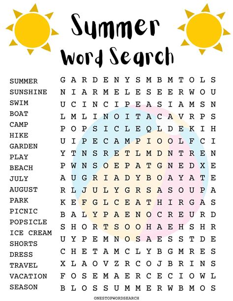 Top Newest Summer Word Search Puzzles Free To Print And Download Shill Art