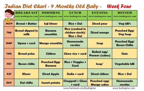 From the 7th month onward you can start feeding thrice a day as proper breakfast, lunch and early dinner. 9 Month Baby Food Chart | 10 months baby food, 9 month ...