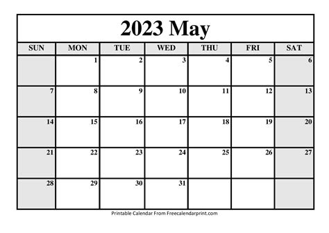 May 2023 Calendar Printable Free Printable World Holiday Riset