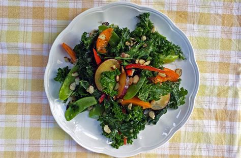 I didn't want to bring an ordinary dish, so i created this recipe. KALE AND SUMMER STONE FRUIT SALAD | Stone fruit salad ...