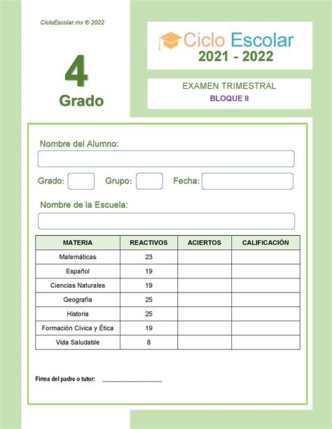 Examen Trimestral Cuarto Bloque2 2021 2022página01 Imagenes Educativas
