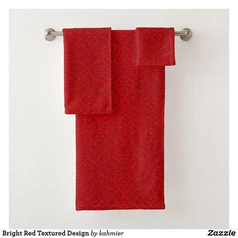 Bright Red Textured Design Bath Towel Set Bath Design