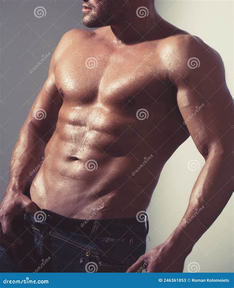 Strong Athletic Man Fitness Model Torso Showing Six Pack Abs Stock Image Image Of Masculine