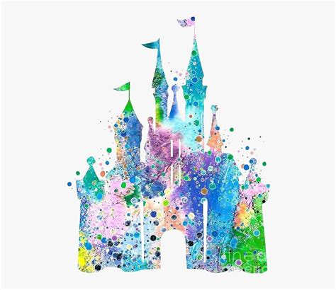 Download Disney Castle Canvas Wall Art Watercolor Print Digital - Watercolor Disney Castle Png , Free ...