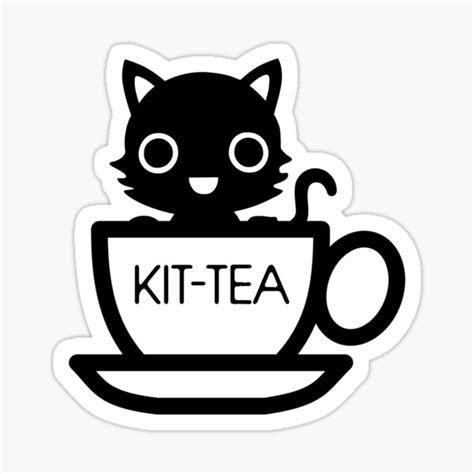 Kit Tea Cat Tea Puns Funny Sticker For Sale By Andrefm Redbubble