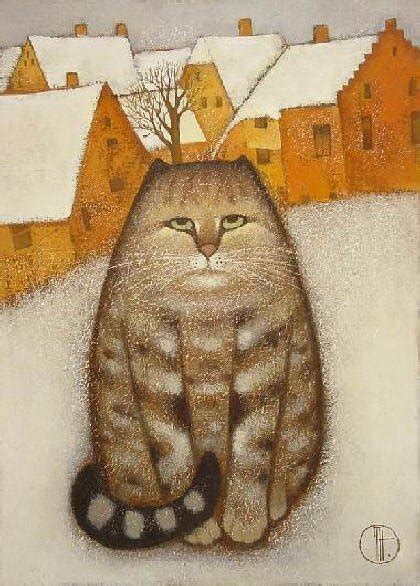 Winter Cat Paintings Natalya Trubina Tomik