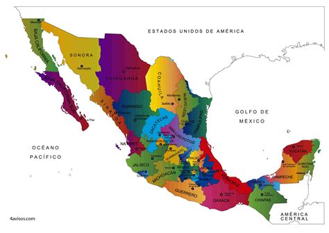 Mapa De México Y Sus Estados Para Colorear Mapa De Mexico Mapas México