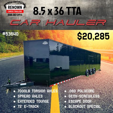 In Stock 85x36 Tta Car Hauler Renown Cargo Trailers