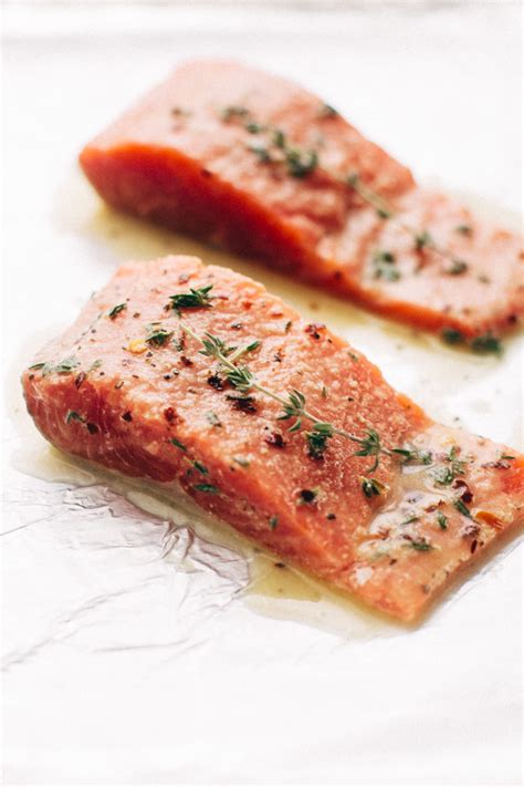 Pink salmon, golden crust, brightly green minted peas and orange sweet potatoes. Lemon Roasted Salmon with Sweet Potatoes Recipe | Little ...