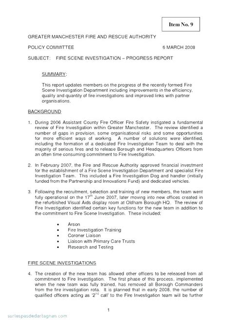 Sample Fire Investigation Report Template 9 Templates Example