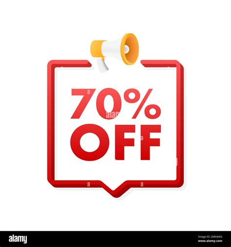 70 Percent Off Sale Discount Banner With Megaphone Discount Offer