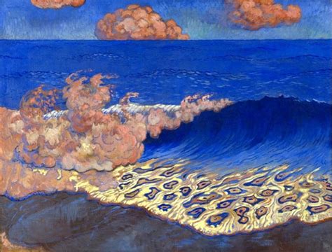 Marine bleue effet de vague une tempera sur toile de Georges Lacombe Bretagne Musées