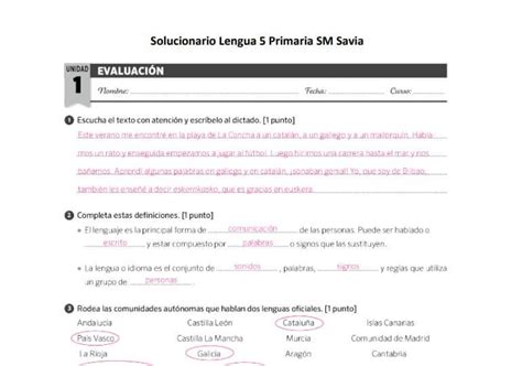 Solucionario Lengua 5 Primaria SM Savia PDF Gratis 2022