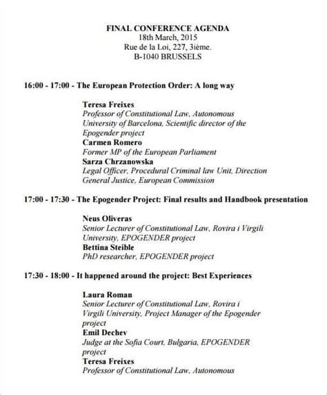 conference program template sample templates