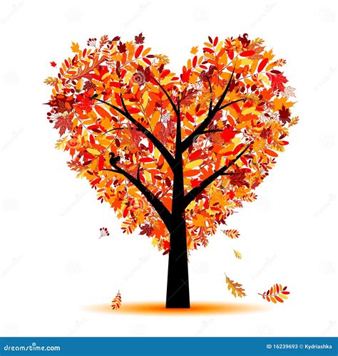 Beautiful Autumn Tree Heart Shape For Your Design Stock Photos Image