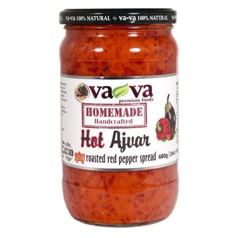 Ajvar Hot Roasted Pepper Spread Homemade Style Vava 680g 24oz • Buy Online At Serdika Foods