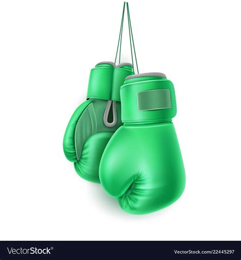 Green Pair Boxing Glove Lace Realistic Royalty Free Vector
