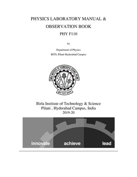 Lab Manual Physics Laboratory Manual And Observation Book Phy F By