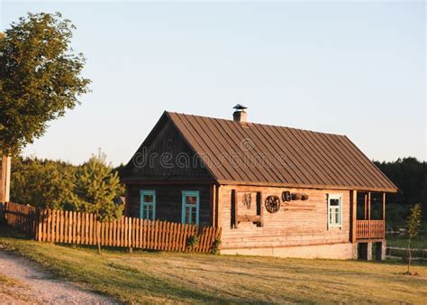 Old Wooden House In Village National Wooden Farmhouse In Belarus View