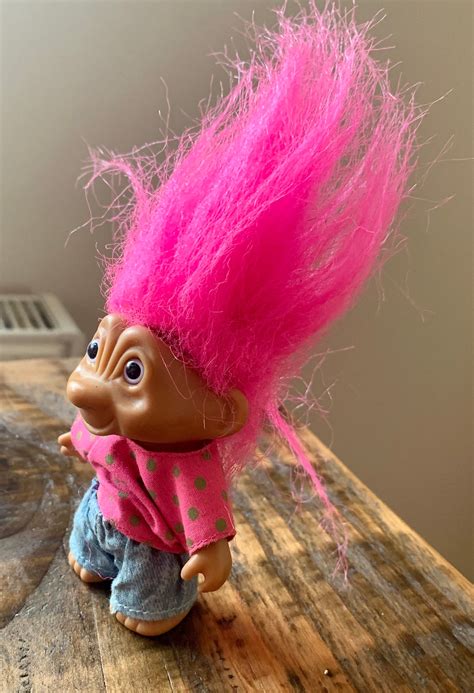 Vintage 1980s 1990s Pink Hair Troll Doll Figure In Pink Etsy