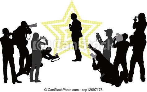 Vectors Illustration Of Celebrity Group Of People With Camera And
