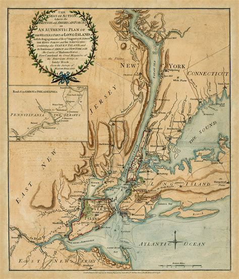 Map Of New York 1776 Long Island Brooklyn New Jersey Staten Island