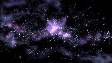 Sparkling Purple And Blue Stars With Black Sky Background