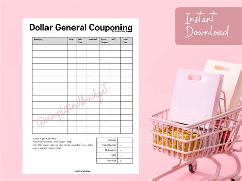 Dollar General Couponing Template For Beginners By Etsy