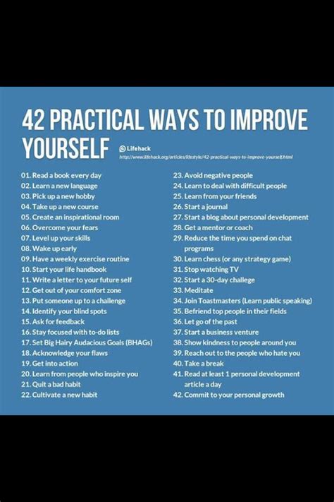 42 practical ways to improve yourself valued success pinterest