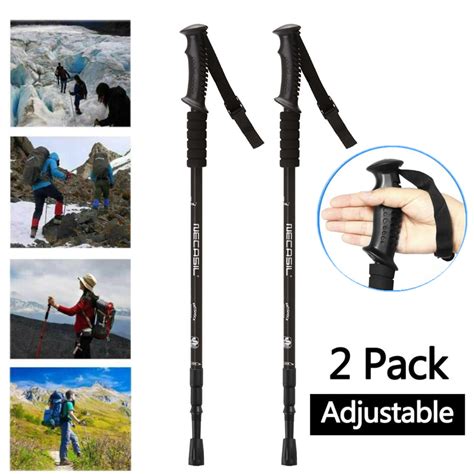 Pair 2 Trekking Walking Hiking Sticks Poles Adjustable Alpenstock Anti