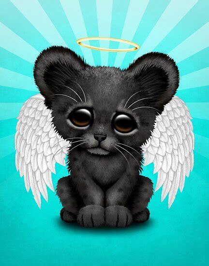 Cute Baby Black Panther Cub Angel Posters By Jeff